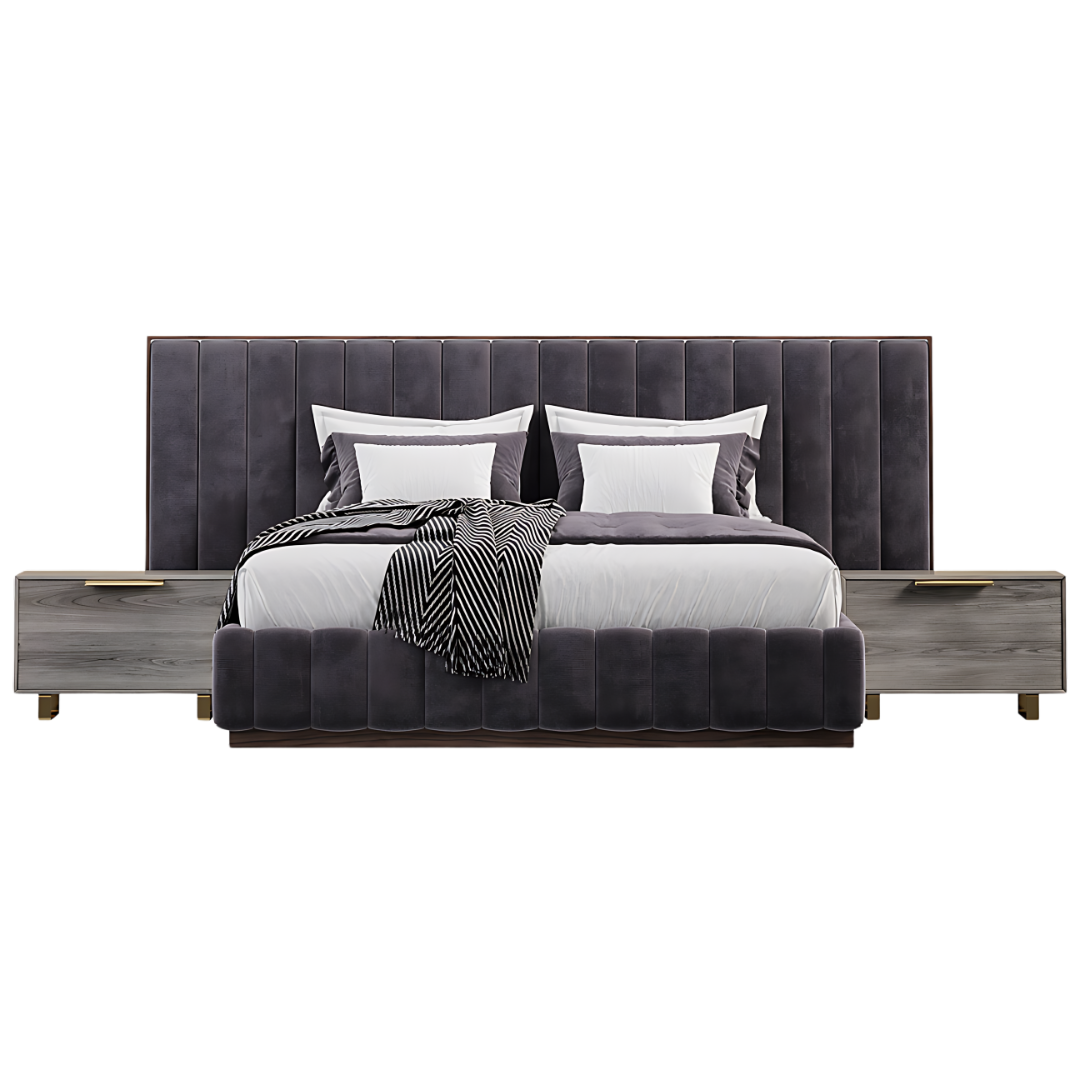 Jute Bed W/2 Side Tables